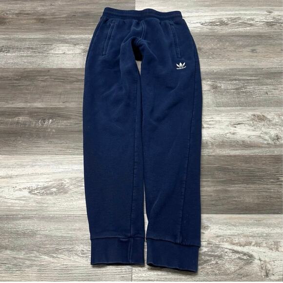 Adidas Essential Blue White Mens S Trefoil Logo Fleece Athletic Jogger Sweatpant - Picture 1 of 13
